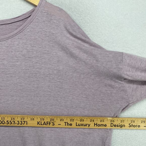 EILEEN FISHER Top L Slub Linen Jersey Oversized Round Neck Long Sleeve Purple - Picture 9 of 13